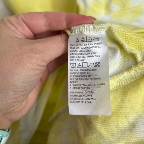 Belle yellow tie dye short sleeve womens blouse‎ size large - Picture 3 of 6
